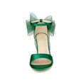 thumbnail image 5 of BLISSFUL STEP Women's Mesh Bow Heels Ankle Strap Open Toe Block Heel Sandals Green 10, 5 of 7