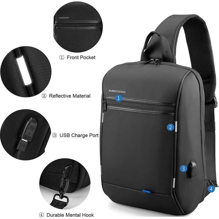 Kingsons Laptop Sling Backpack Anti Theft Bag Hiking Daypack 13