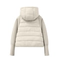thumbnail image 6 of Women's Oversized Quilted Coats, Knit Sleeve Patchwork Jackets Thick Warm Cotton Padded Jacket Winter Outwear Coat with Pockets Beige XXL, 6 of 6
