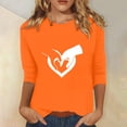 thumbnail image 2 of Dadaria Hauts pour Femmes Chemise Orange Manches 3/4 T-Shirt Col Rond Grande Taille Tee Été Chandail Blouses S, 2 of 5