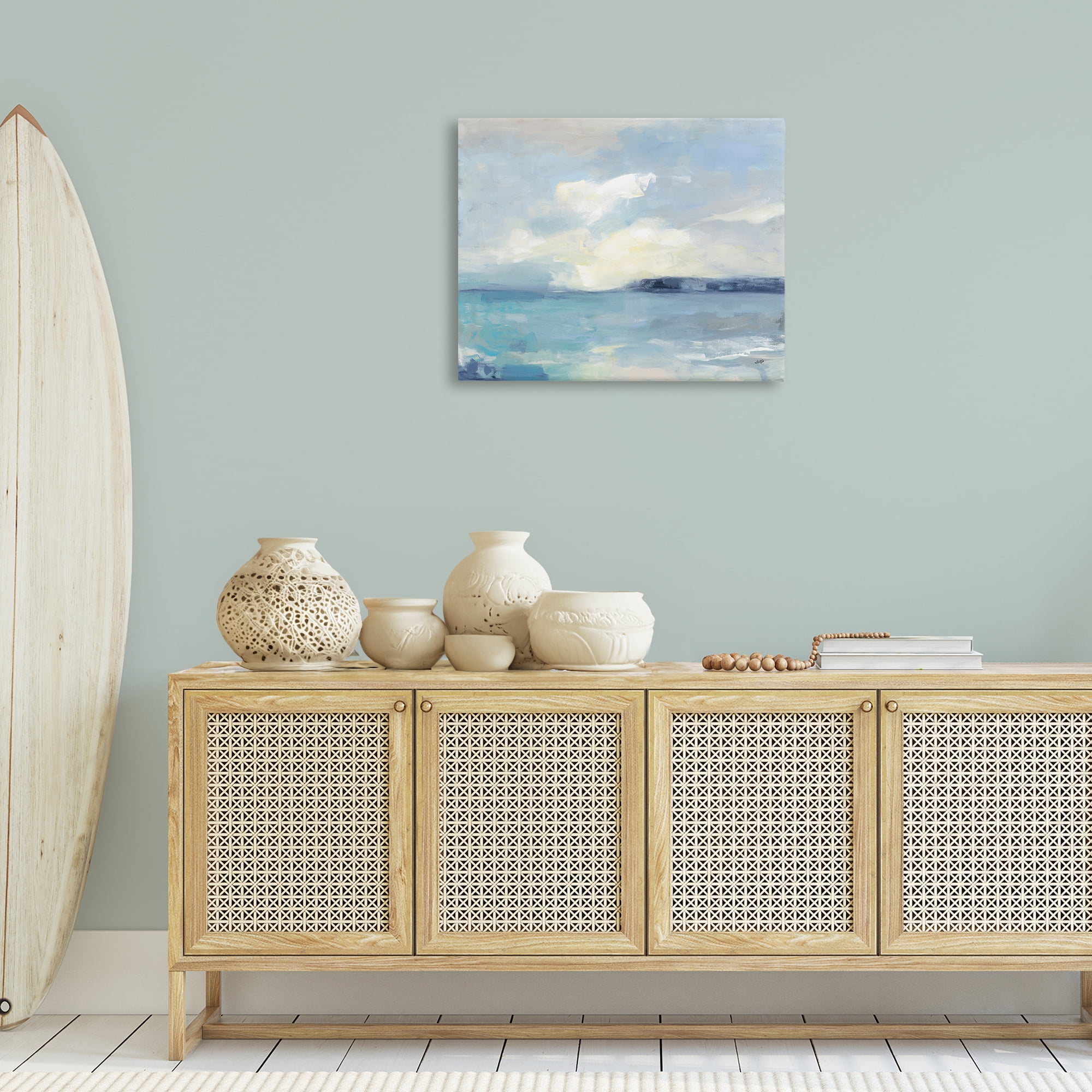 Stupell Industries Sunny Peninsula Seascape Landscape & Nature Painting Wrapped Canvas Art Print Wall Art, 30 x 24