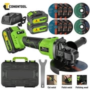 Conentool Cordless Battery Powered Angle Grinder, Grinders Power Tools, Cut-Off Tool, With 2pcs 4.0 Ah Battery, 2 Grinding Wheels, 6 Cutting Wheels