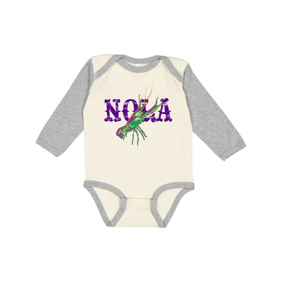 Inktastic NOLA Mardi Gras Crayfish in Purple Boys or Girls Long Sleeve Baby Bodysuit