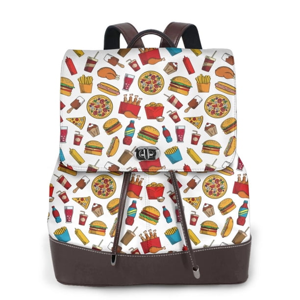 Easygdp Hot Dog Pizza Mochila de Cuero para Mujeres, Bolso de Hombro, Bolsos de Mano de Moda para Trabajo y Viajes
