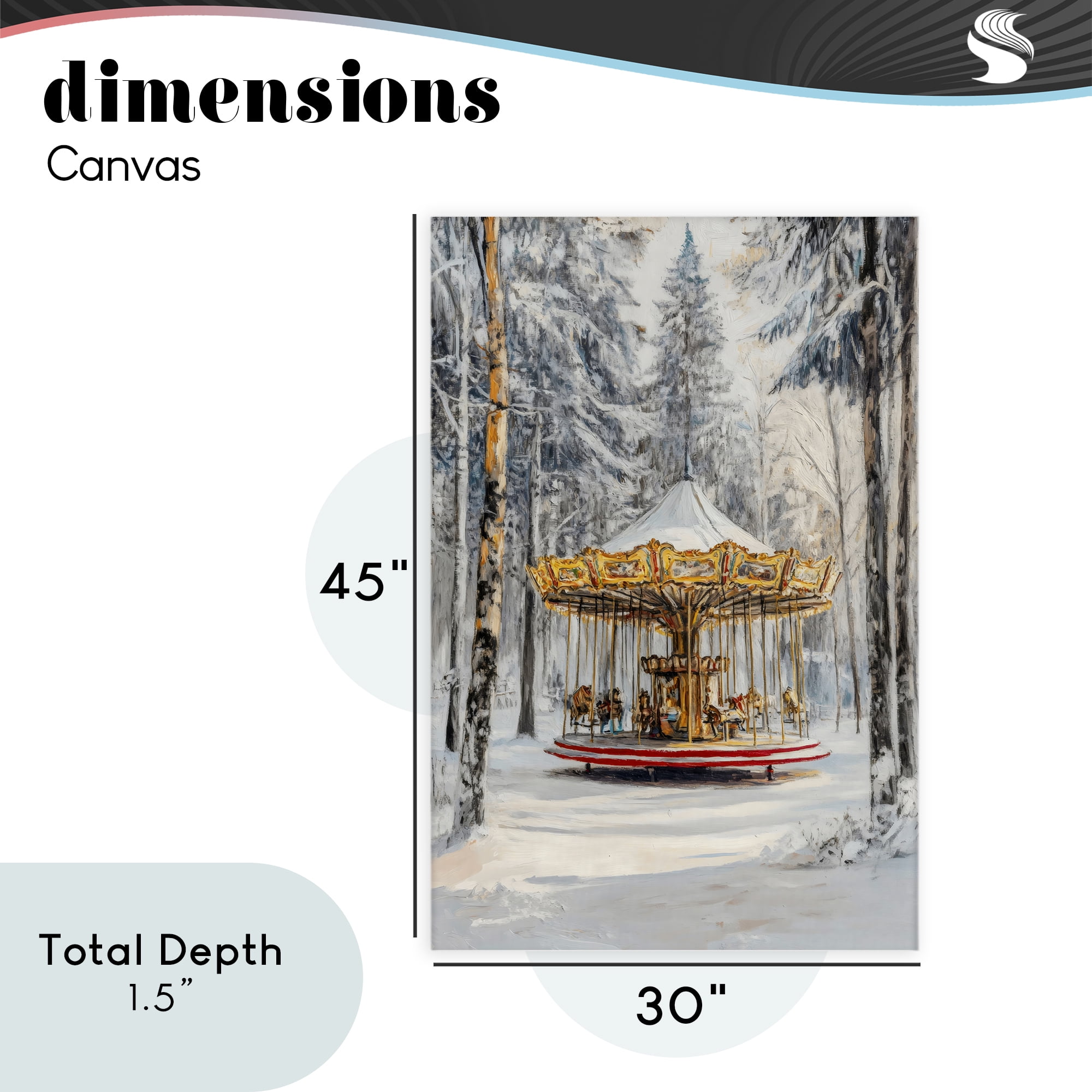 Winter Wonderland Carousel Canvas Wall Art, design by Petal Prints Design