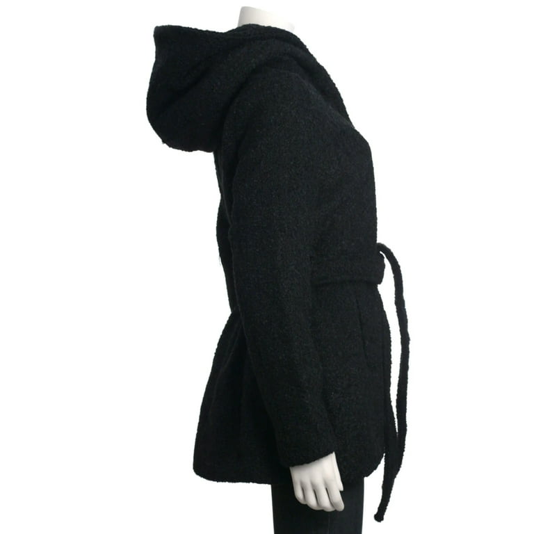 Hooded boucle store coat
