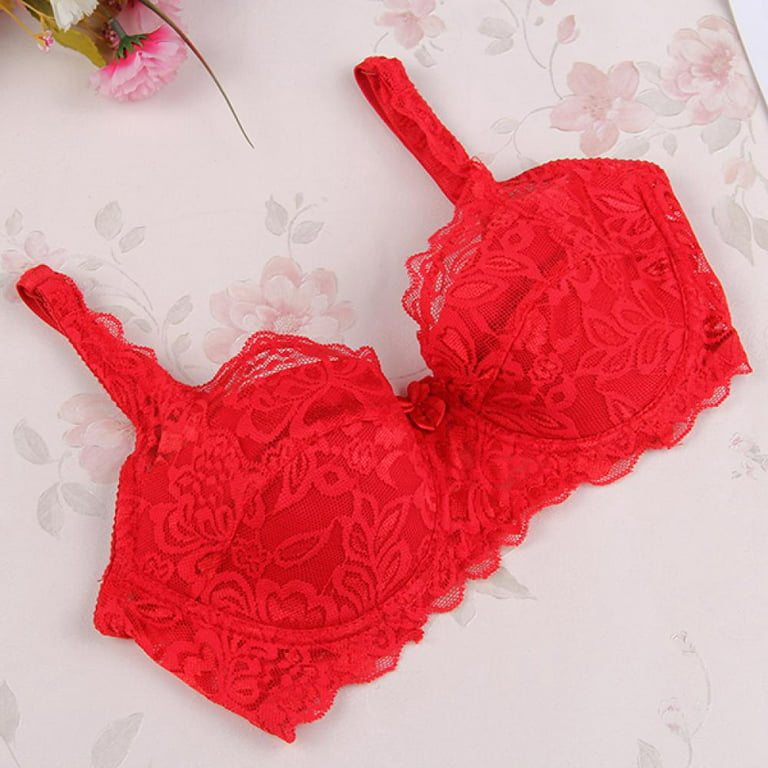 Push Up Bra for Women Demi Cup Padded Underwire Supportive Add Size Bras  Lace Everyday Comfort Padded Up Embroidery Lace Bra 32-40B 