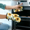 thumbnail image 2 of Sunflower Pattern Kitchen Oven Mitt and Pot Holder Sets 2 Pcs for Baking, Cooking and Grilling, Heat Resistant Up To 392 °F, 2 of 7