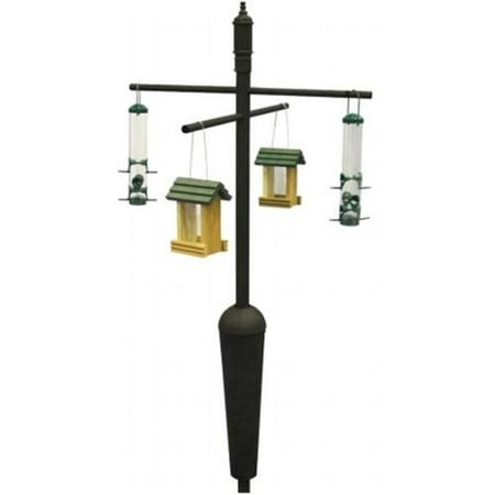 Squirrel Stopper DELUXE Black Bird feeder Pole set w Baffle Squirrel proof
