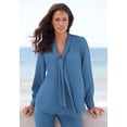 thumbnail image 3 of Roaman's Women's Plus Size Long Sleeve Bow Blouse, 3 of 6