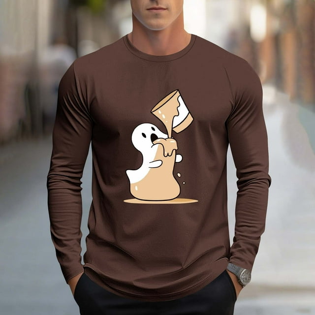 Blusas y camisas de manga larga y cuello redondo para hombre, moda informal, estampado, deportivas, de manga larga y cuello redondo, blusas, camisas, blusas para hombre, poliéster