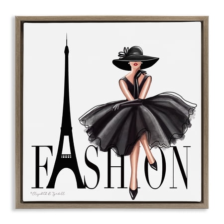 Stupell Industries Parisian Fashion Illustration Beauty & Fashion Painting Brown Floater Framed Canvas Art Print Wall Art  25 x 25