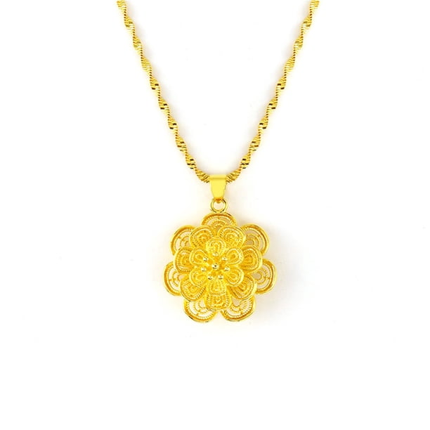 Sonducket Collar de mujer, cadenas colgantes de flores, decoración de cuello de latón de clavícula a la moda, adornos de cumpleaños, joyería para Ropa, zapatos y accesorios Miscelánea Sonducket AP013917-01B
