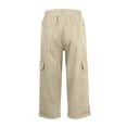 thumbnail image 5 of Women's Cargo Capri Pants High Waisted Relaxed Fit Casual Summer Cropped Trousers Elastic Knit Loose Cuffed Hem, 5 of 7