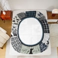 thumbnail image 5 of Homewish Vintage Lodge Cabin Twin Sheet Sets, Blue Buffalo Plaid Twin Fitted Sheet, Rustic Farmhouse Theme Flat Sheet, Ultra Soft Bedroom Decor, 3pcs, 5 of 7