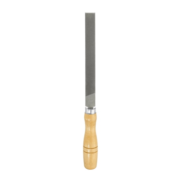 Uxcell Flat Thin Cut File 6" Double Cut Teeth High Carbon Steel with Wood Handle