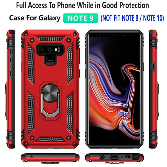 Samsung Galaxy Note 9 Case, STARSHOP Drop Protection Ring Kickstand Cover- Red