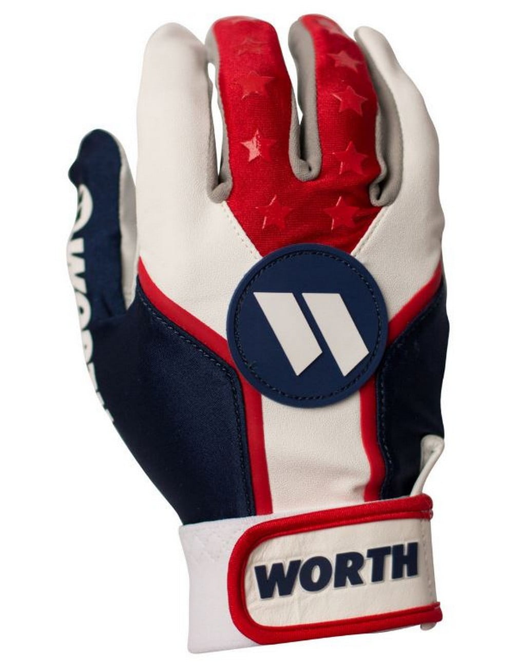 Worth Sports WBATGLRWB02 Batting Gloves Medium Red, White & Blue