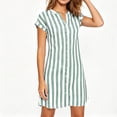 thumbnail image 6 of Iyufng Casual Dresses for Women Summer V-Neck Striped Short Sleeve Button Down Dress, 6 of 8