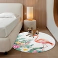 thumbnail image 2 of Pink Flamingo Round Area Rug 7Ft Washable Circle Rugs for Dorm Laundry Room, Watercolor Summer Botanical Floral Non-Slip Carpet Floor Mats Indoor Outdoor Carpet Runner Aesthetic Home Decor, 2 of 8