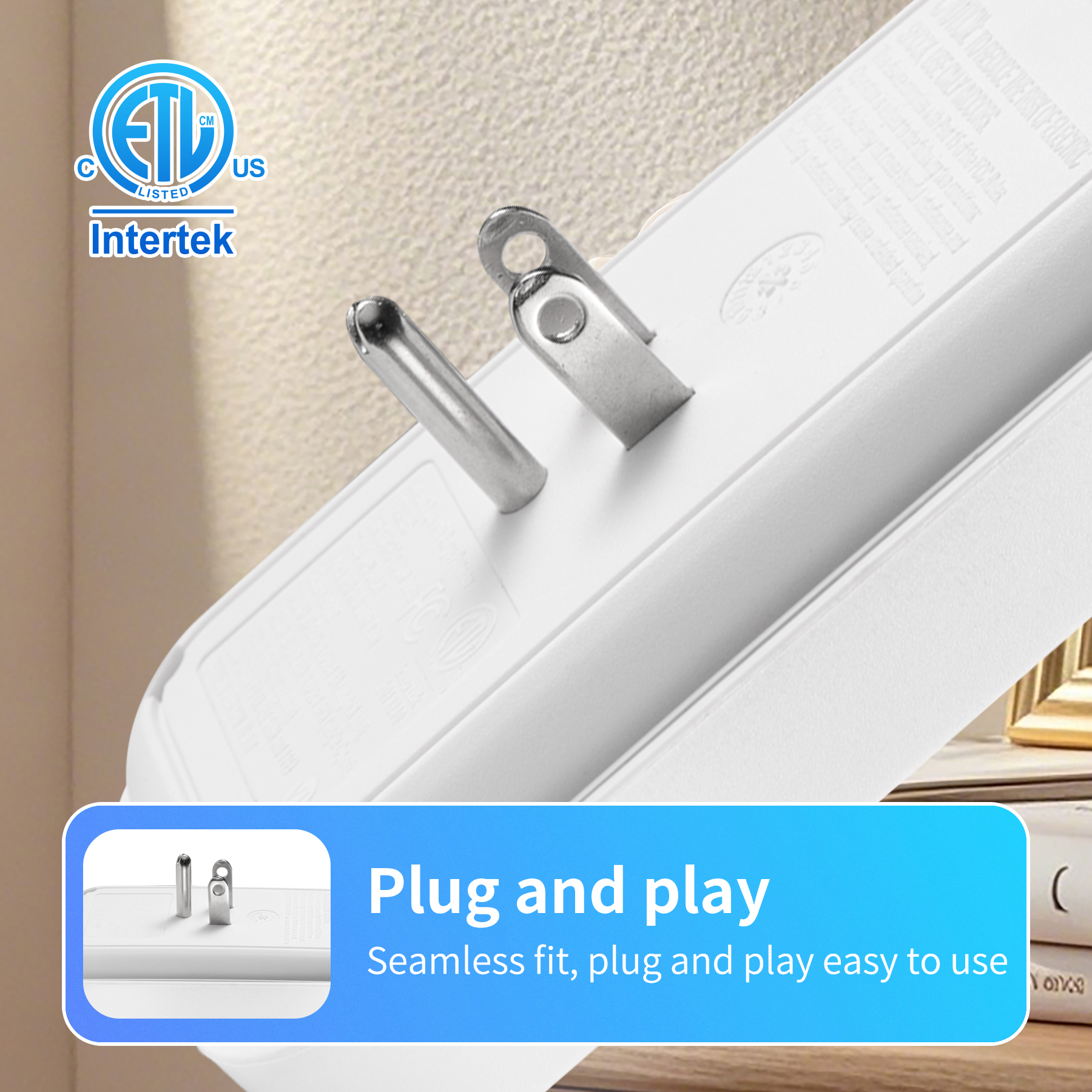 Hyper Tough USB Outlet Extender, 900J Surge Protector, 2 Outlet Splitter with USB-A & USB-C, White