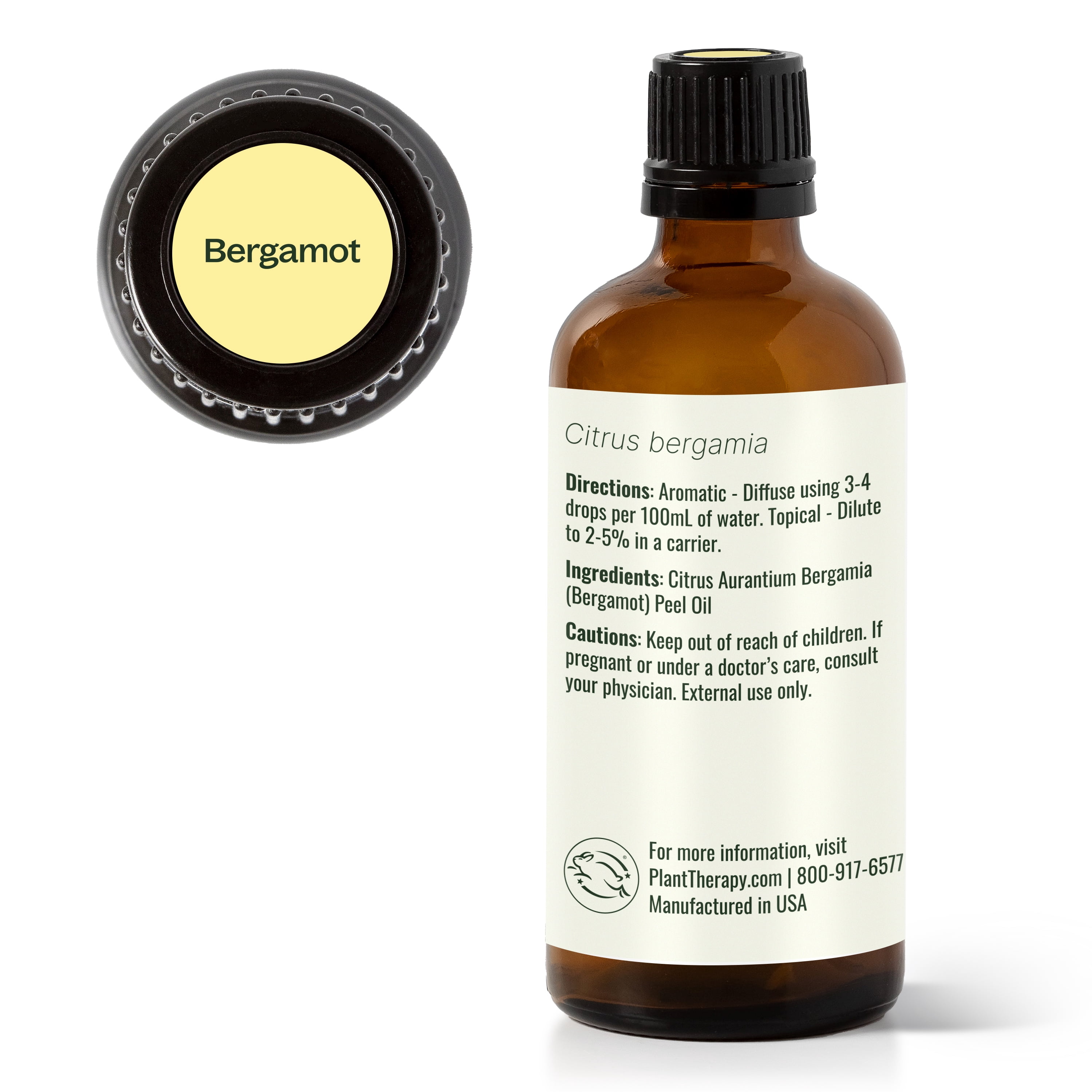 Plant Therapy Bergamot Essential Oil 100% Pure, Undiluted, Natural Aromatherapy 100 mL (3.3 oz)
