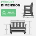 thumbnail image 6 of SERWALL Outdoor Glider Bench 2 Person, HDPE Material Weather-Resistant Rocking Chair Swings for Patio Porch Garden, Gray, 6 of 8