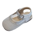 thumbnail image 1 of FYEGRE Ballerines Mary Jane en Maille Respirante pour Filles, Chaussures Décontractées pour Enfants avec Bride à Boucle Ajustable, Été pour Usage Quotidien, Marche et Activités de Plein Air Argent 18-24 Mois, 1 of 6