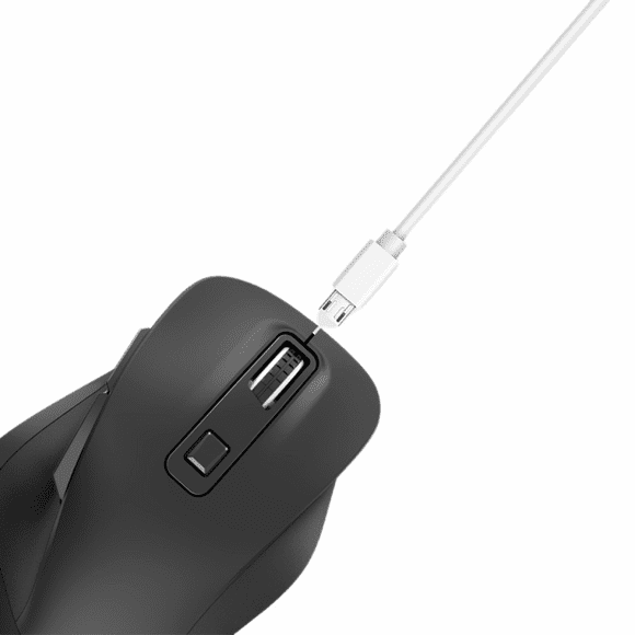 Hongkaii Wireless Mouse, Ergonomic Wireless Portable Mobile Mouse, 2.4G Noise Free Mouse with USB Nano Receiver, Rechargeable Wireless Mouse for Laptop, PC, Computer, Notebook (Cool Black)