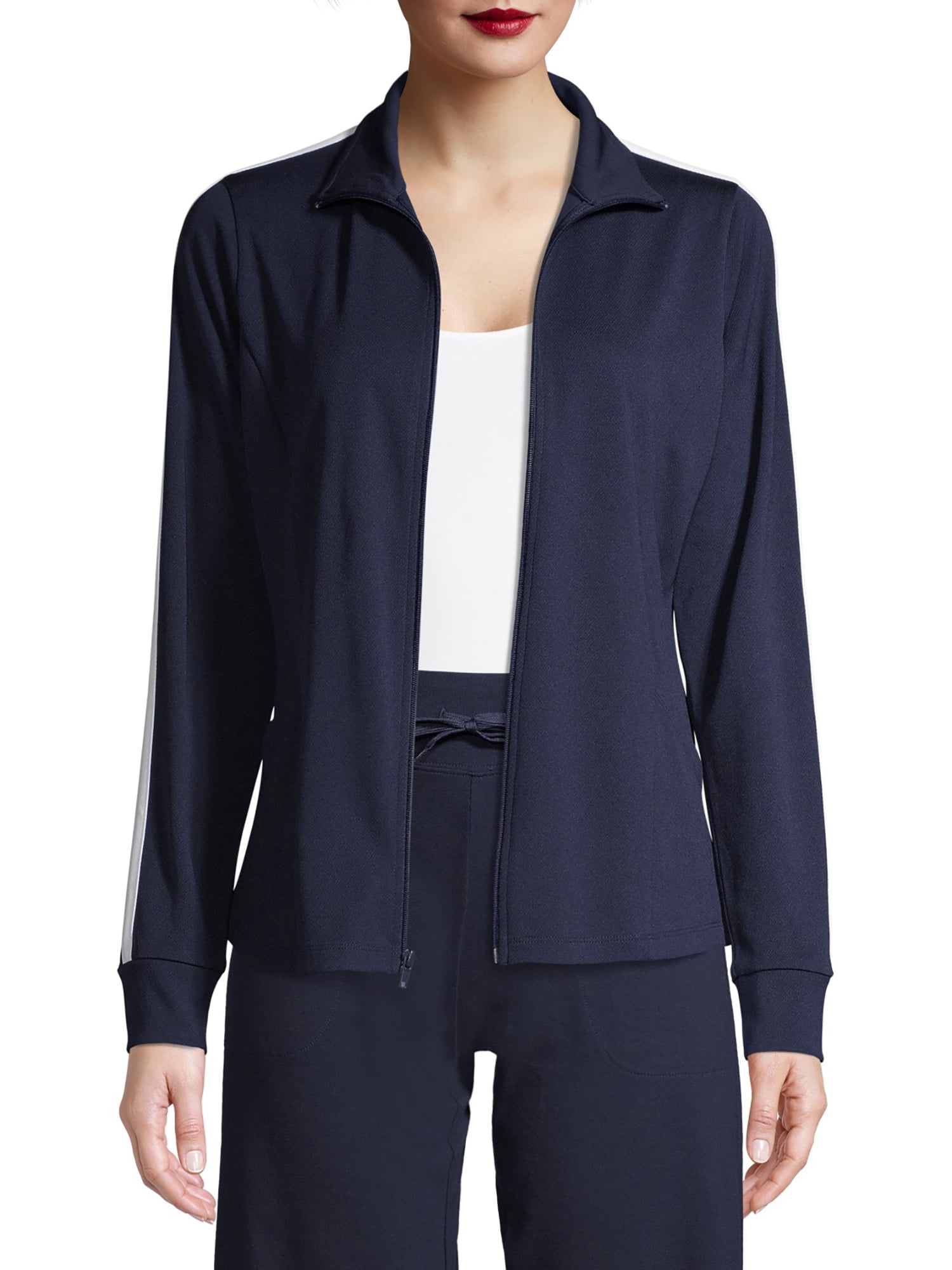 Athletic Works Women's Athleisure Track Jacket with Contrast Stripes