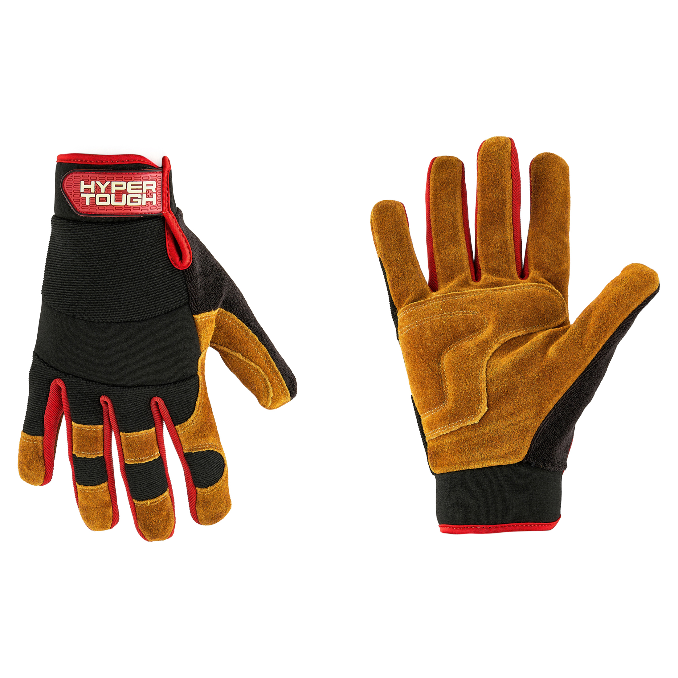 Hyper Tough Men's Split Cowhide Leather Work Gloves Large