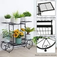 thumbnail image 7 of Metal Plant Stand Indoor: 6 Tier Garden Cart Flower Planter Pot Holder Parisian Style Wrought Iron Display Shelf Rack Decorating Garden Home  Condo Porch, 7 of 7