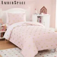 thumbnail image 3 of Amberspace gold foil Design 5-piece Bed in a Bag Comforter Set with Sheets,Pink/Bow Knot,Twin, 3 of 6