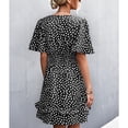 thumbnail image 3 of Vestido de una pieza con estampado floral y mangas con volantes para mujer, vestido informal de verano para uso diario, color negro, talla L, 3 of 5