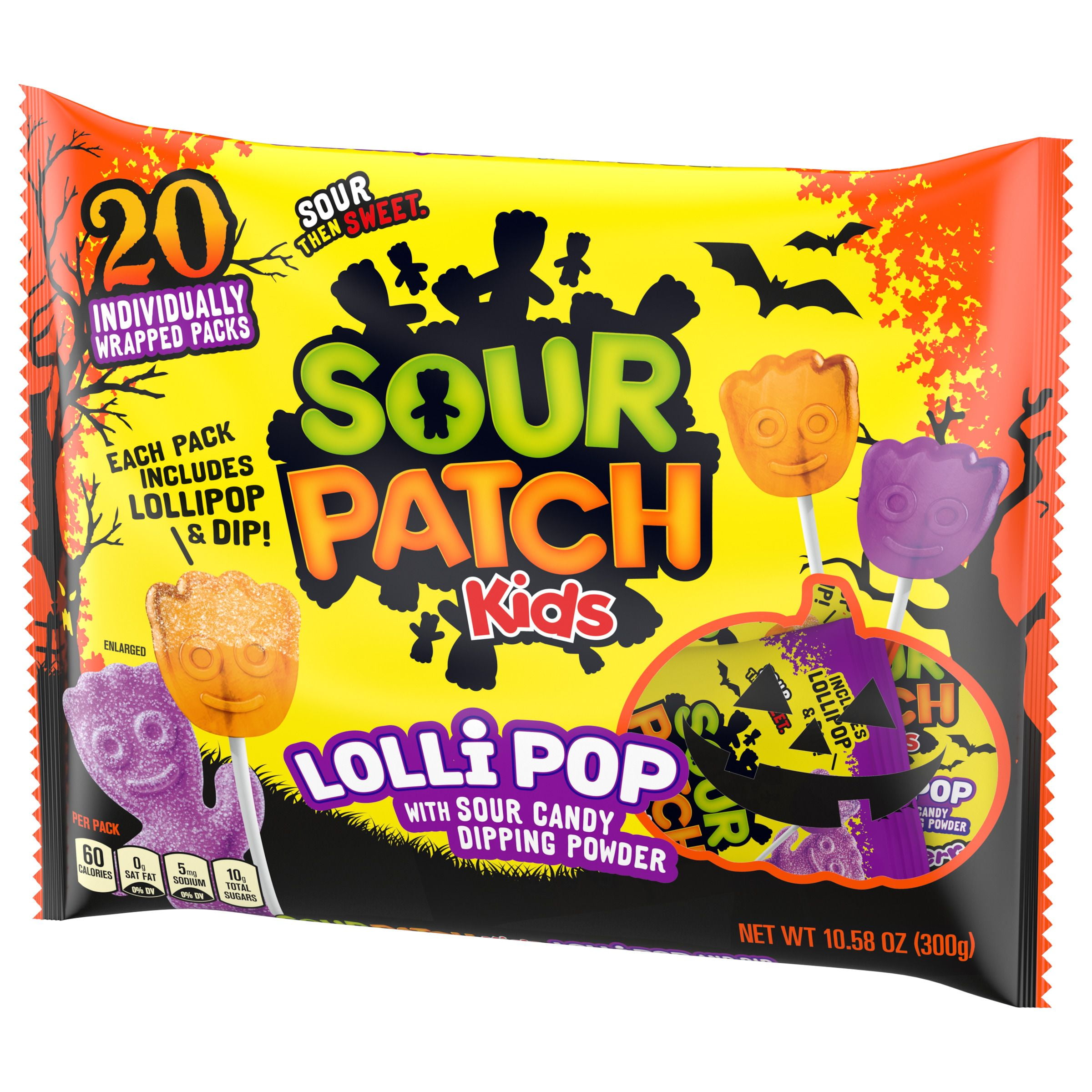 (2 pack) Sour Patch Kids Halloween Sweet and Sour 20 Ct Lollipops 10.58 oz. Bag