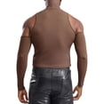 thumbnail image 4 of Camiseta con hombros descubiertos para hombre, Top corto acanalado, informal, con cuello simulado, manga larga, Jersey ajustado, ropa para fiesta Rave y discoteca, 4 of 5