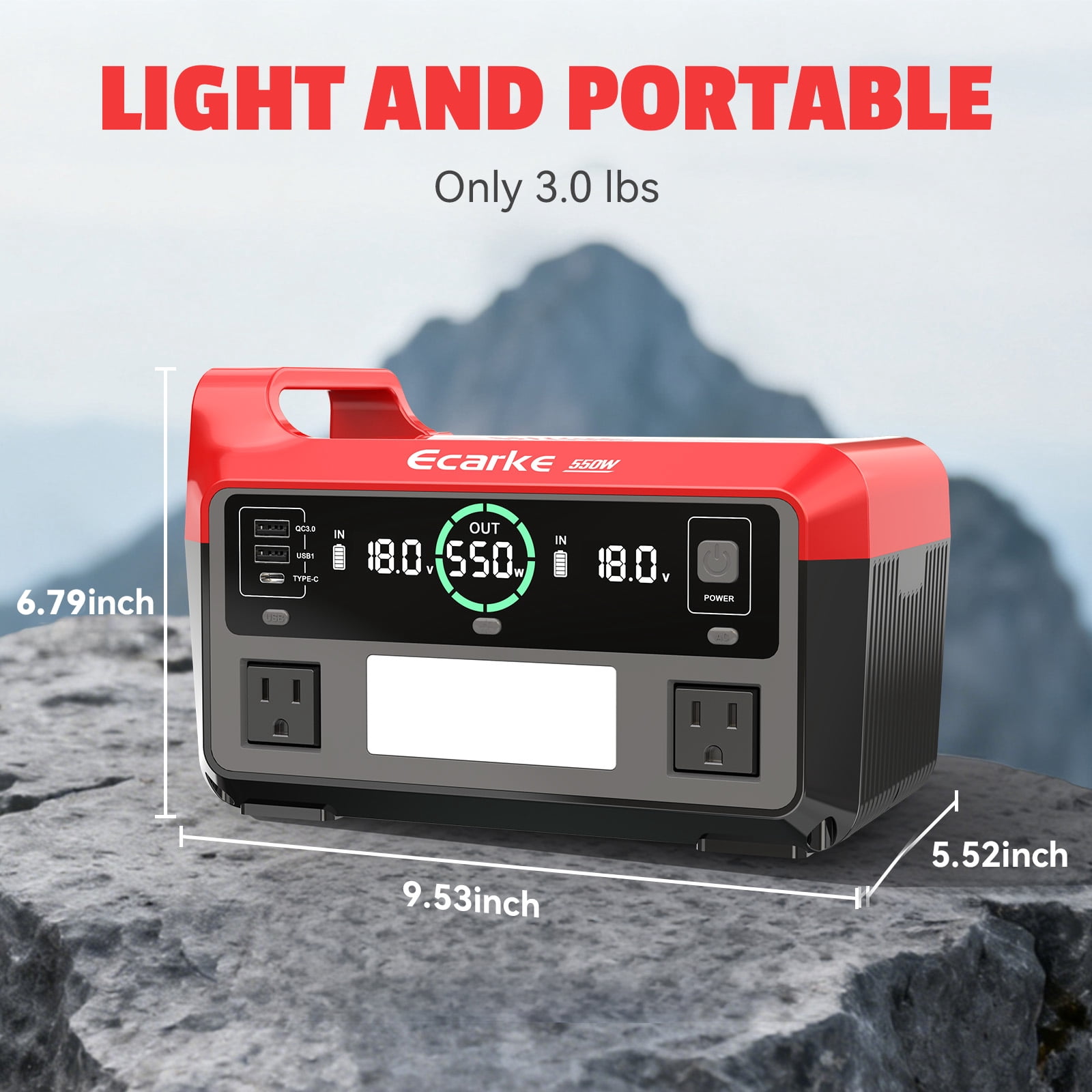 550W Power Station Compatible with Milwaukee: Portable Generator DC 18V to AC 110V, Pure Sine Wave Power Inverter Battery Adapter with 2 USB-A & 1 Type-C Ports & 2 AC Outlet (Tool Only)