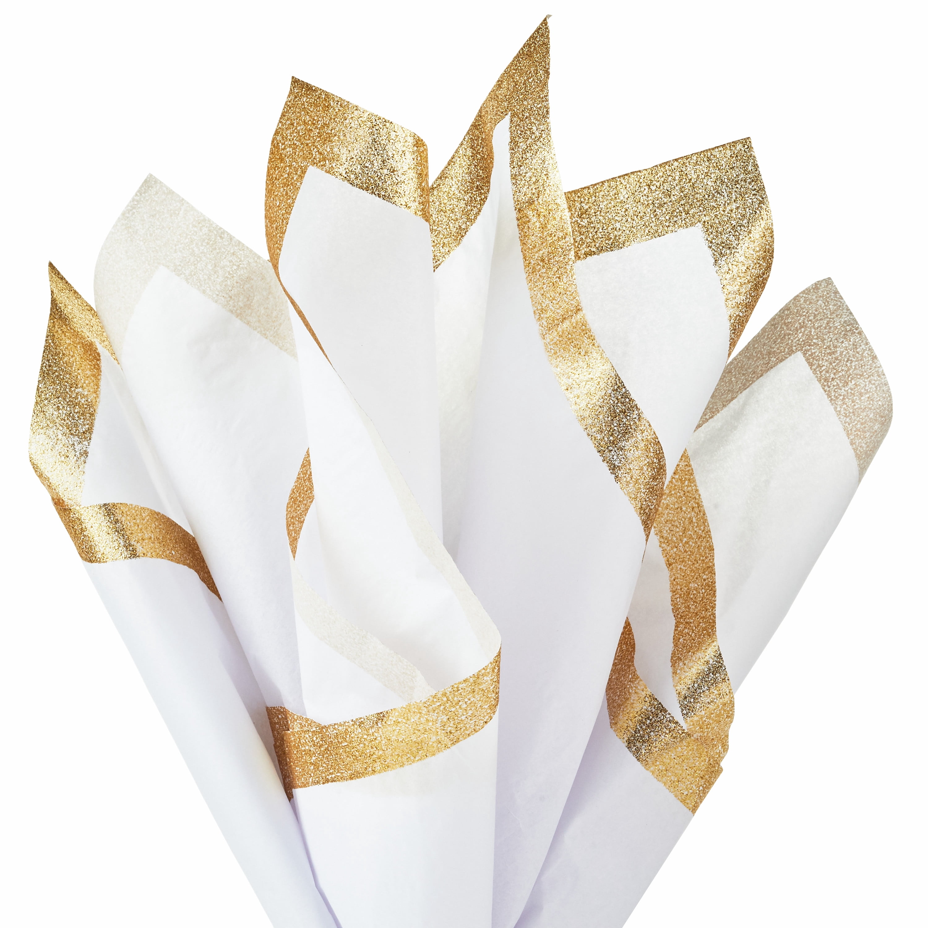 Hallmark Signature Tissue Paper, 4 sheets (Gold Glitter Border on White)