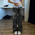 thumbnail image 4 of EMMIOL Women's Low Rise Cargo Jeans - Y2K Wide-Leg Baggy Denim Pants with Heart Pattern, 4 of 7