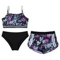 thumbnail image 3 of Alvivi Girls 3 Piece Bathing Suit Beach Swimwear Bikini Set with Shorts Athletic Tankini Swimsuits Letters&Black 10, 3 of 5