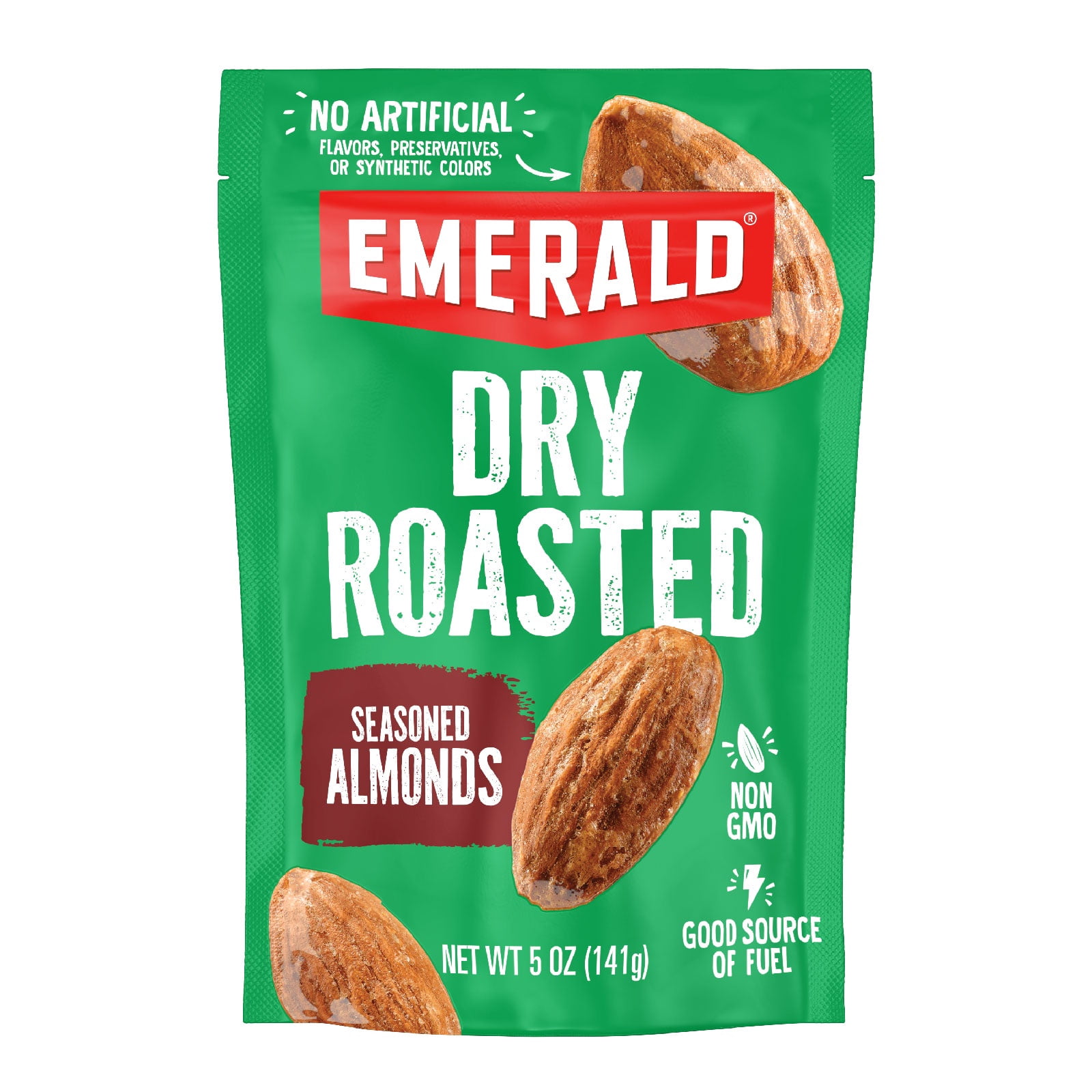 Emerald Dry Roasted Almonds, 5 oz Resealable Bag (Pack of 12)