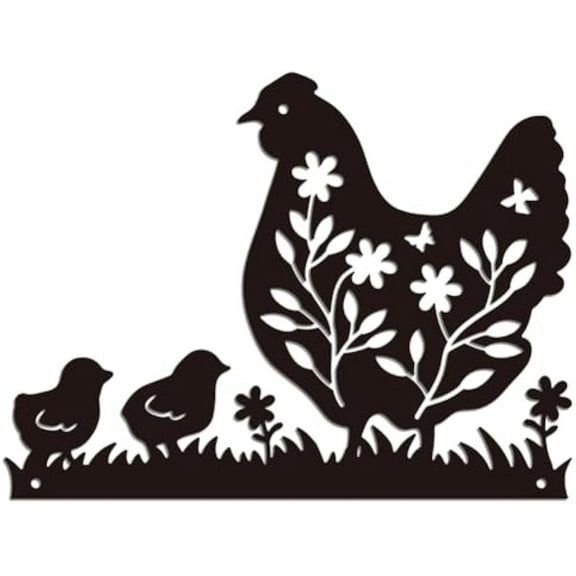 Metal Farmhouse Hen Wall Art Decor Farmhouse Chicken Coop Metal Wall Art Hanging Decor Signs for Home Chicken Wall Sculpture Statues Decor for Dining room Porch Bedroom 10.9x11.81 Inch Hen