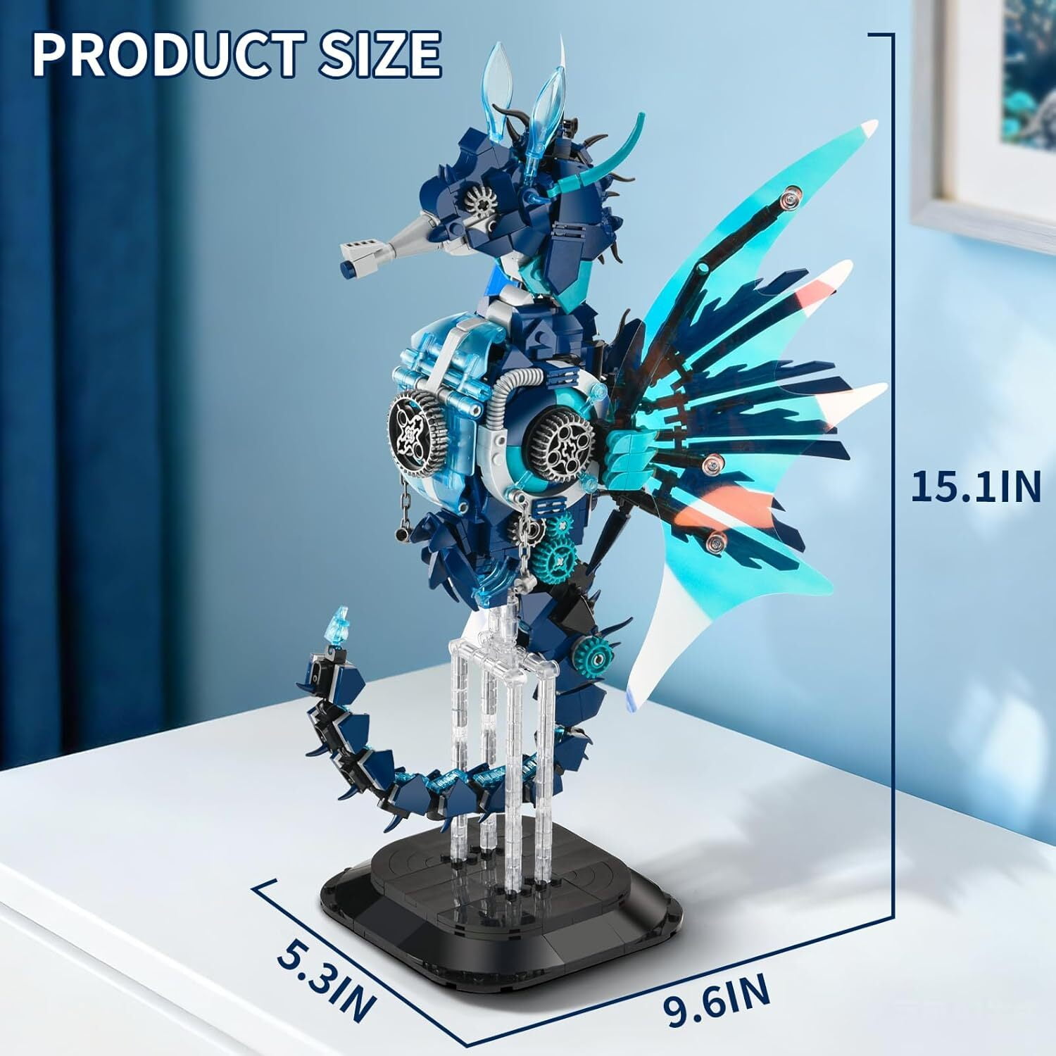 Goirzi 1003Pcs Mechanical Seahorse Building Blocks Set - Animals Building Blocks Toys for Kids and Adults