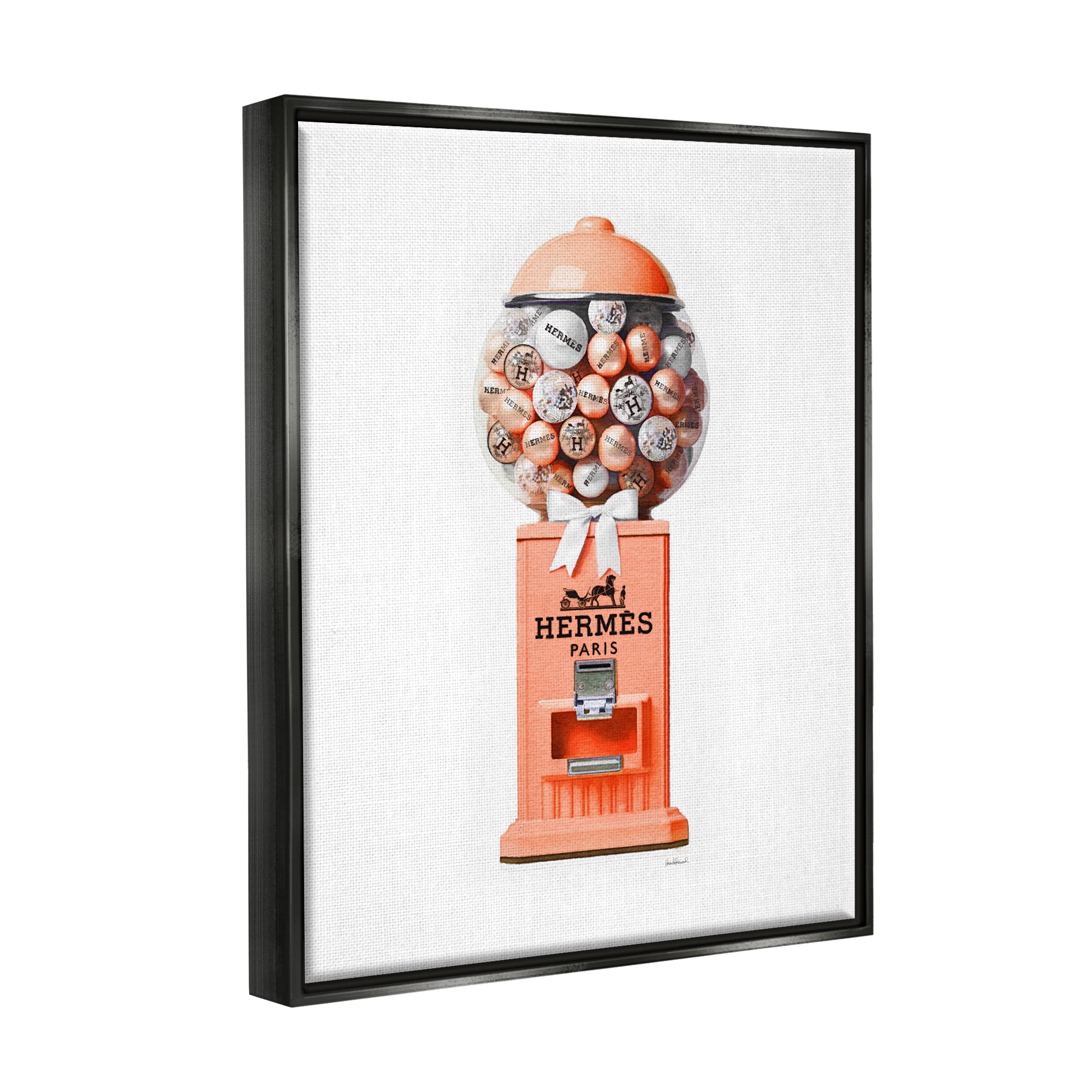 Stupell Industries Fashion Gumball Dispenser Beauty & Fashion Painting Black Floater Framed Canvas Art Print Wall Art, 25 x 31
