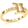 thumbnail image 2 of Gemini Zodiac Sign Diamond Ring In Solid 14k Yellow Gold, 2 of 6