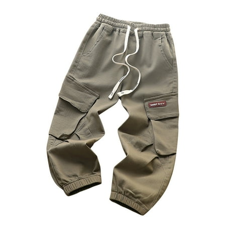 

Atogsazn Children s Boys Cargo Pants kids Casual Jogger Elastic Waist Drawstring Pants Outdoor Hiking Baggy Trousers B-Army Green 12 Years on Clearance