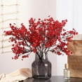 thumbnail image 4 of 6 Pcs Faux Flower Fake Babys Breath Flower Bulk Artificial Gypsophila Bouquet Silk Floral for Home Kitchen Bedroom Festival Wedding Xmas Party Decor (Orange), 4 of 5