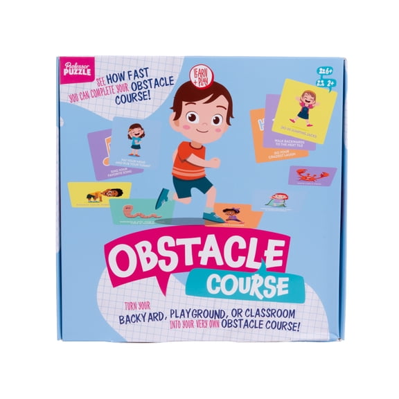 Professor Puzzle Obstacle Course Tiles, Indoor and Outdoor Active Obstacle Cards. for Kids, Motor Skills Game, Ages 6