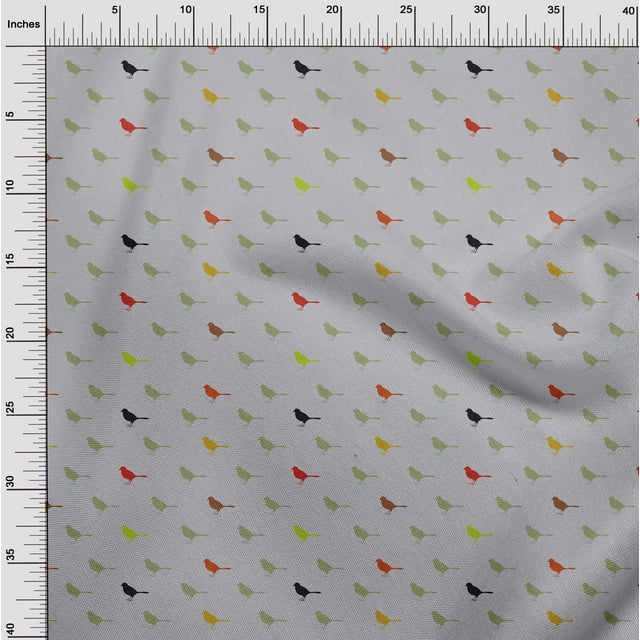 oneOone Silk Tabby Fabric Artistic Bird Decor Fabric Printed BTY 42 Inch Wide