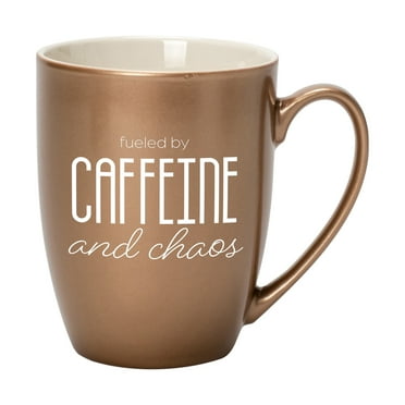 Elanze Designs Fueled By Caffeine And Chaos Bronze 10 ounce New Bone China Coffee Cup Mug